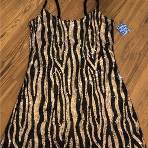 Free People NWT Black and Bronze Sequin Chemise Size S